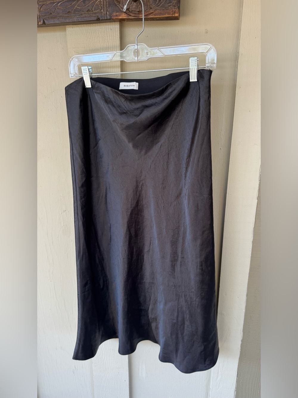 Babaton Black Silk Bias-Cut Midi Slip Skirt